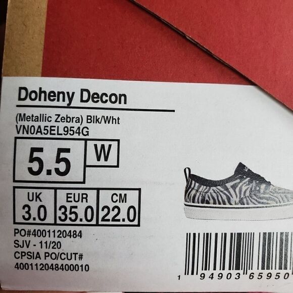*SALE New Van's Doheny Decon Metallic Zebra Sneakers - Picture 9 of 9